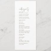 Programme de mariage moderne chic vert et blanc pl (Dos)