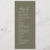 Programme de mariage moderne chic vert olive plat (Dos)