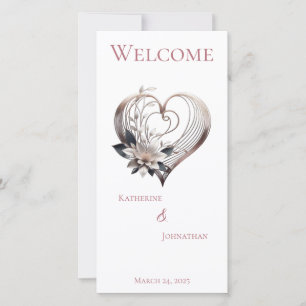 Programme de mariage-Moderne Coeur rose avec Fleur