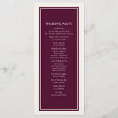 Programme de mariage moderne crème et burgundy (Dos)