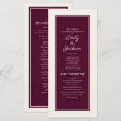 Programme de mariage moderne crème et burgundy (Devant / Derrière)