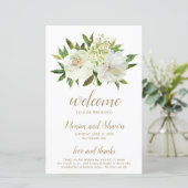 Programme de mariage moderne élégant floral or bla (Debout devant)