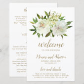 Programme de mariage moderne élégant floral or bla (Devant / Derrière)