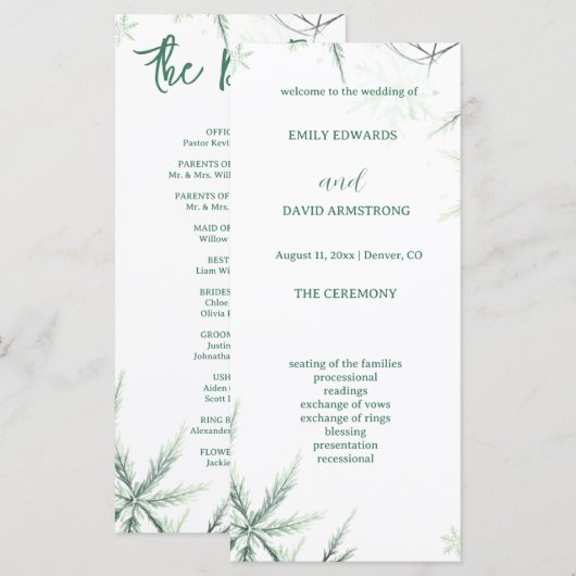 Programme de mariage moderne élégant simple (Devant / Derrière)