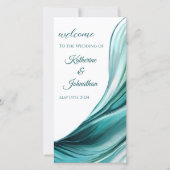 Programme de mariage - Moderne Émeraude Abstraite (Devant)