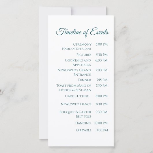 Programme de mariage - Moderne Émeraude Abstraite  (Dos)