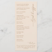 Programme de mariage moderne en écriture beige (Dos)