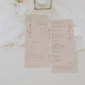 Programme de mariage moderne en écriture beige