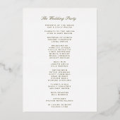 Programme de mariage moderne en feuille d'or (Verso)