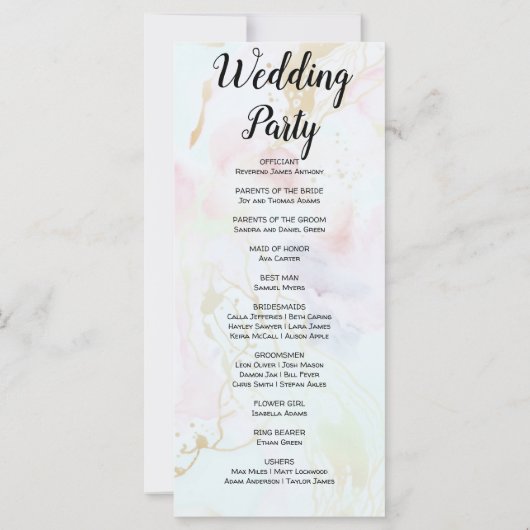 Programme de mariage moderne en marbre blanc rose (Dos)