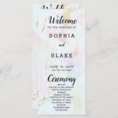 Programme de mariage moderne en marbre blanc rose (Devant / Derrière)
