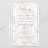 Programme de mariage moderne en marbre or rose élé (Devant / Derrière)