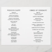 Programme de mariage moderne en noir et blanc gras (Dos)