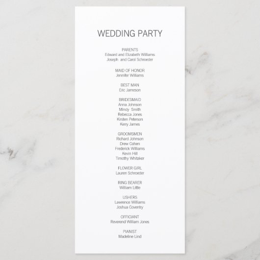 Programme de mariage moderne en or rose amour (Dos)