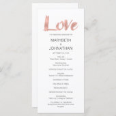 Programme de mariage moderne en or rose amour (Devant / Derrière)
