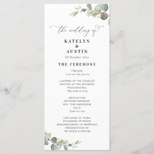 programme de mariage moderne eucalyptus vert