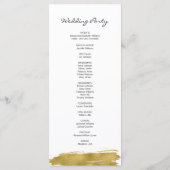 Programme de mariage moderne Faux Gold Brushstroke (Dos)