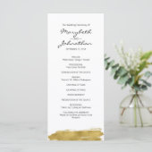 Programme de mariage moderne Faux Gold Brushstroke (Debout devant)