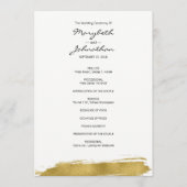 Programme de mariage moderne Faux Gold Brushstroke (Devant)