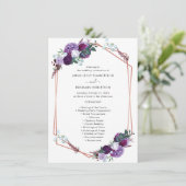 Programme de mariage moderne floral pourpre (Debout devant)