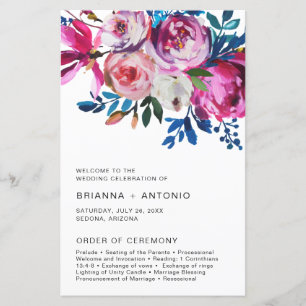 Programme de mariage moderne floral rose élégant