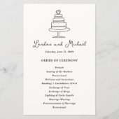 Programme de mariage moderne gâteau dessiné à la m (Devant)