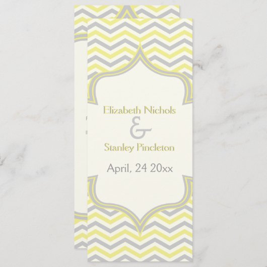 Programme de mariage moderne jaune gris chevron zi (Devant / Derrière)