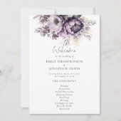 Programme de mariage moderne Lilac Purple Florals (Devant)