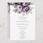 Programme de mariage moderne Lilac Purple Florals (Devant / Derrière)