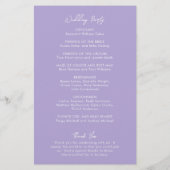 Programme de mariage moderne lilas minimaliste (Dos)