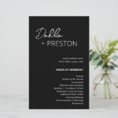 Programme de mariage moderne minimal noir (Debout devant)