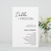 Programme de mariage moderne minimal noir et blanc (Debout devant)