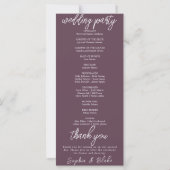 Programme de mariage moderne minimaliste aubergine (Dos)