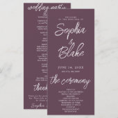Programme de mariage moderne minimaliste aubergine (Devant / Derrière)