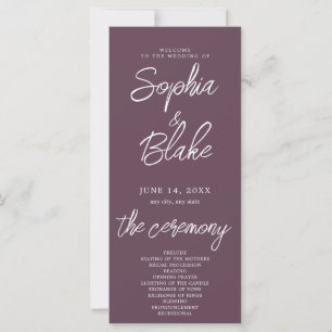 Programme de mariage moderne minimaliste aubergine