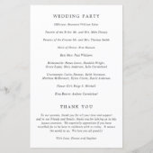 Programme de mariage moderne noir et blanc épuré (Dos)