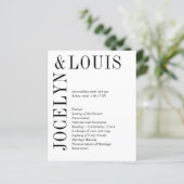 Programme de mariage moderne noir et blanc gras (Debout devant)