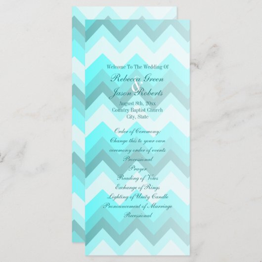 programme de mariage moderne ombre turquoise chevr (Devant / Derrière)