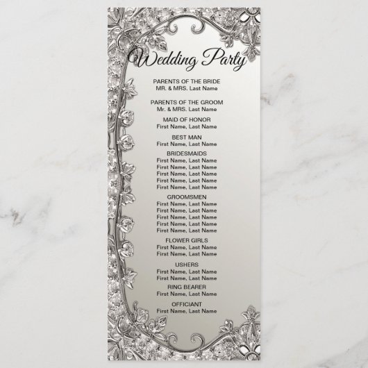 Programme de mariage moderne orné d'argent (Dos)