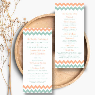 Programme de mariage moderne Peach & Mint Chevron