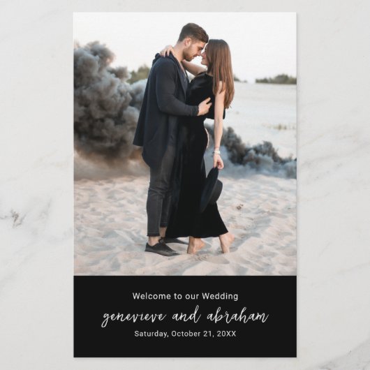 Programme de mariage moderne Photo Noir Propre (Devant)