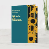 Programme de mariage moderne plié Tournesol sarcel (Devant)