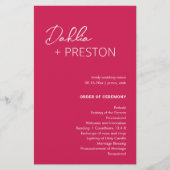 Programme de mariage moderne rose chaud minimal (Devant)