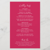 Programme de mariage moderne rose chaud minimalist (Dos)