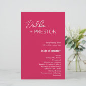 Programme de mariage moderne rose chaud minimalist (Debout devant)