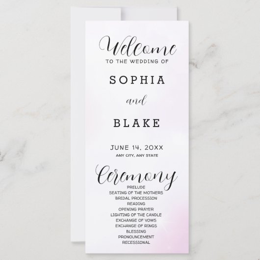 Programme de mariage moderne rose et blanc (Devant)