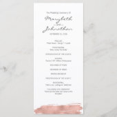 Programme de mariage moderne Rose Gold Brushstroke (Devant)