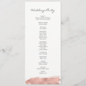 Programme de mariage moderne Rose Gold Brushstroke (Dos)