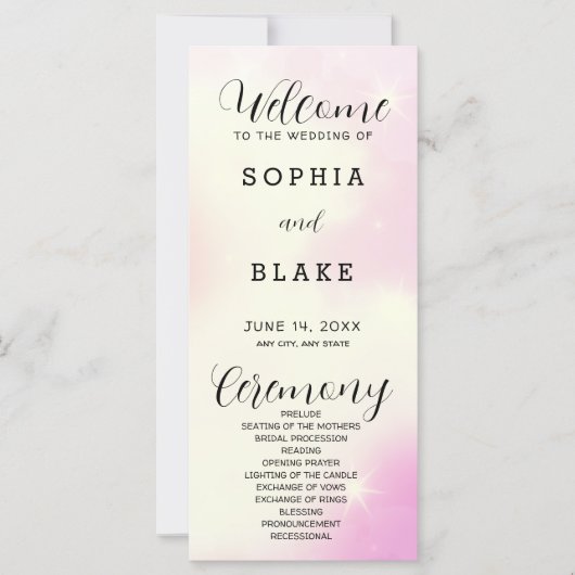 Programme de mariage moderne rose jaune et blanc (Devant)