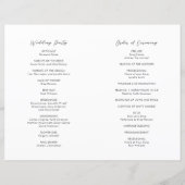 Programme de mariage moderne simple (Dos)